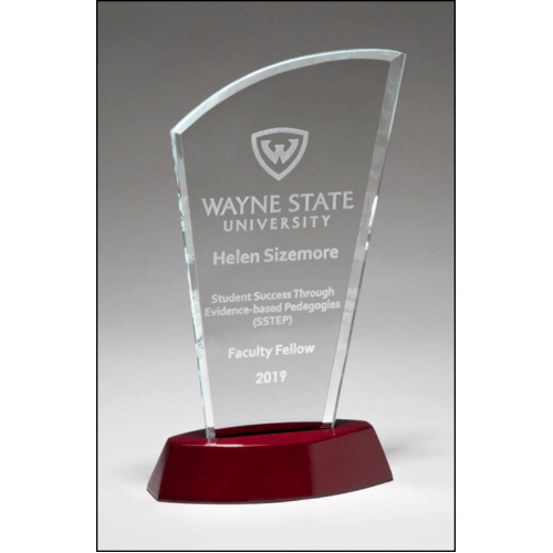 Glass Award High Gloss Rosewood Finished Base